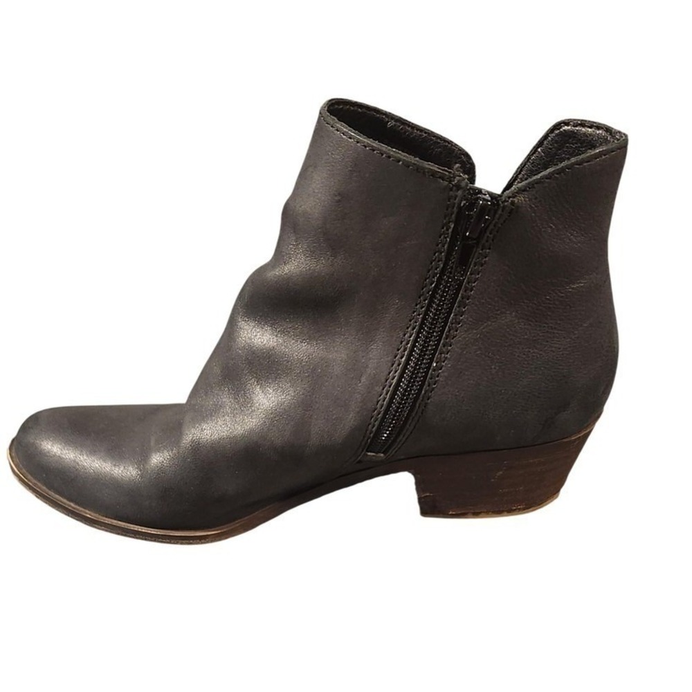 Lucky Brand Boots Womens Size 9 Black Leather Ankle Zip Block‎ Heel LP-BANTERR